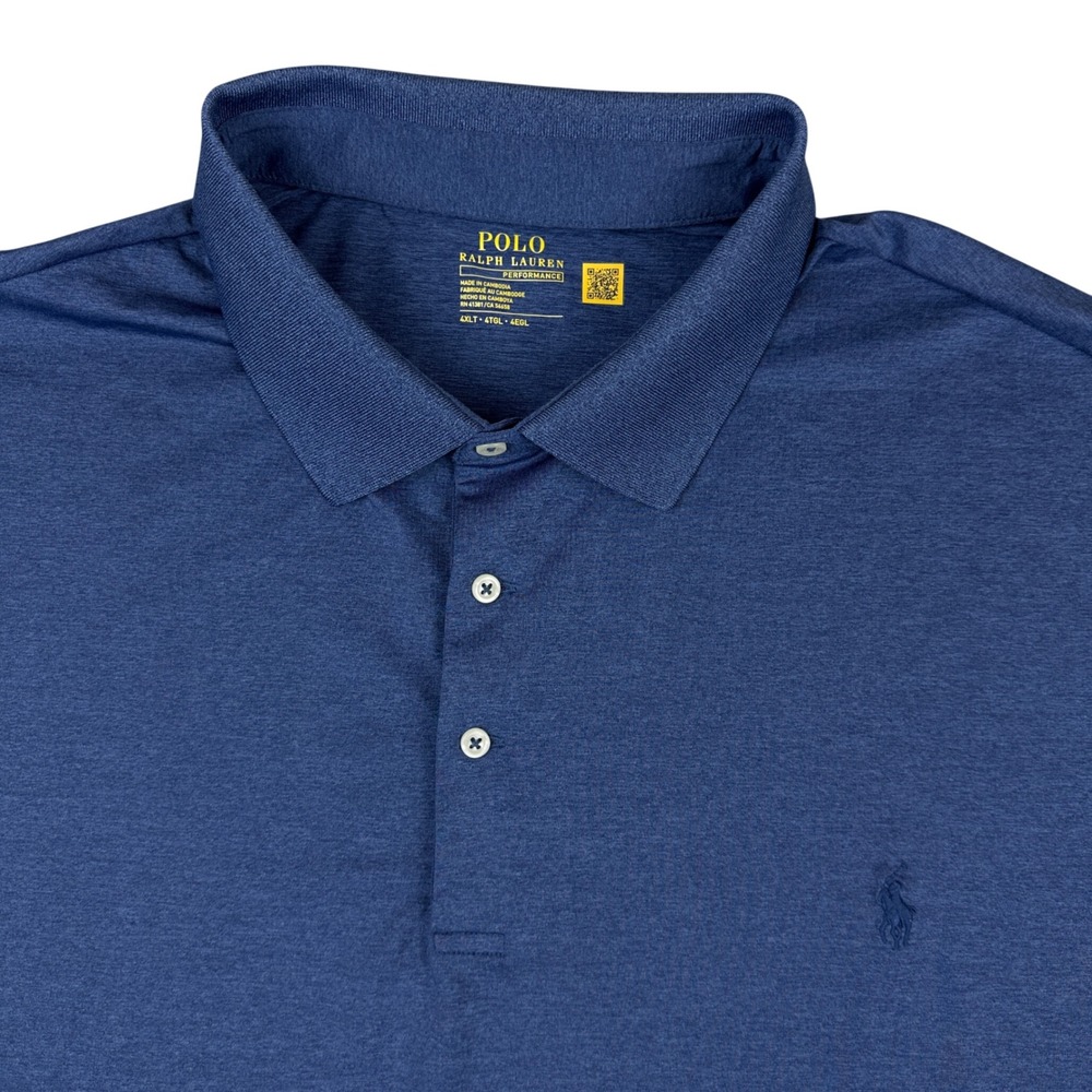 Polo Ralph Lauren Performance Blue Heather Polo Shirt Mens 4XLT Big Tall Stretch